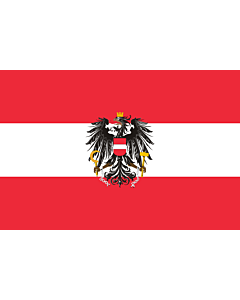 Fahne: Flagge: Dienstflagge der Republik Österreich; Variante mit künstlerisch ausgestaltetem Adler