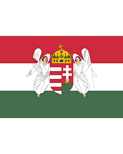 Fahne: Flagge: Hungary  1867-1918 | A variant of the flag of the Kingdom of Hungary used between 6 November 1915 to 29 November 1918 | A Magyar Királyság 1915. november 6. és 1918. november 29. között használt zászlajának egyik változata